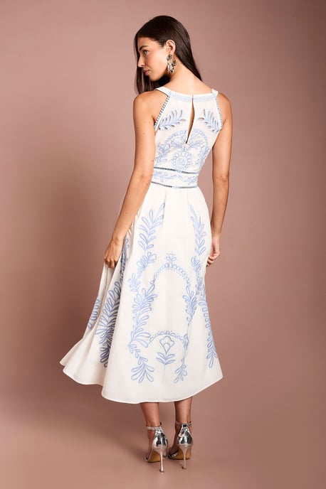 Embroidered Halter Neck Midi Dress - Image 3