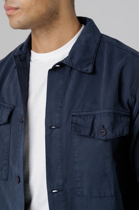 Navy Organic Cotton Relaxed Overshirt With Utility-Style Pockets - Image 4