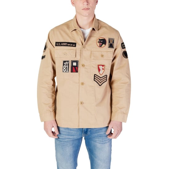 Herr Replay Classic Overshirt i Beige - Image 5