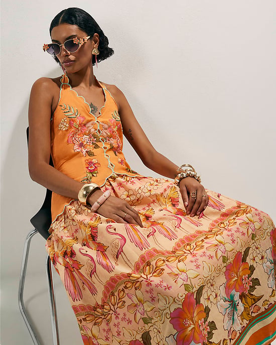 River Island Womens Maxi Dress Orange Peplum Halter Neck Del Maar - Image 3