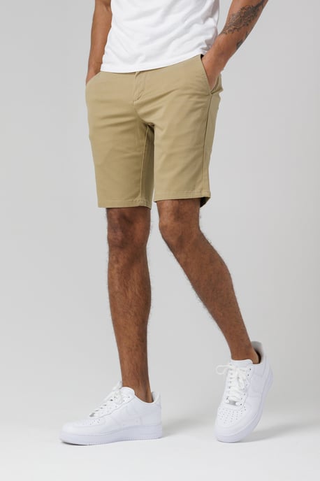 Beige Organic Cotton Slim Fit Chino Shorts - Image 5