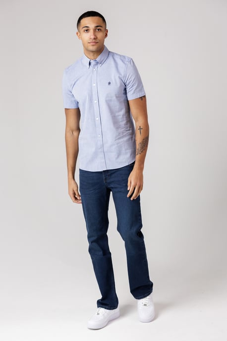 Blue Cotton Straight Leg Stretch Denim Jeans - Image 4