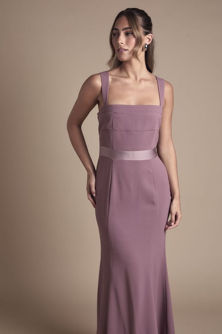 Strappy Satin Bridesmaid Dress With Tie Back Detail - Image 2