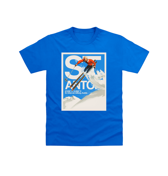 Pierce Archive St.Anton Graphic T-shirt Bright Blue - Image 1