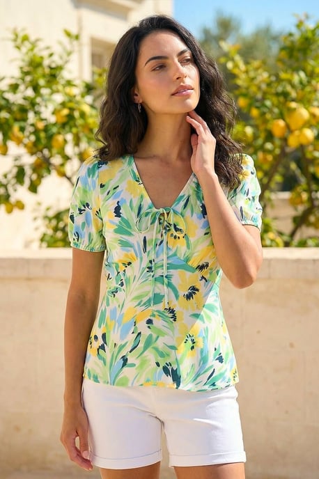 Dusk Floral Motif Tie Top - Image 1