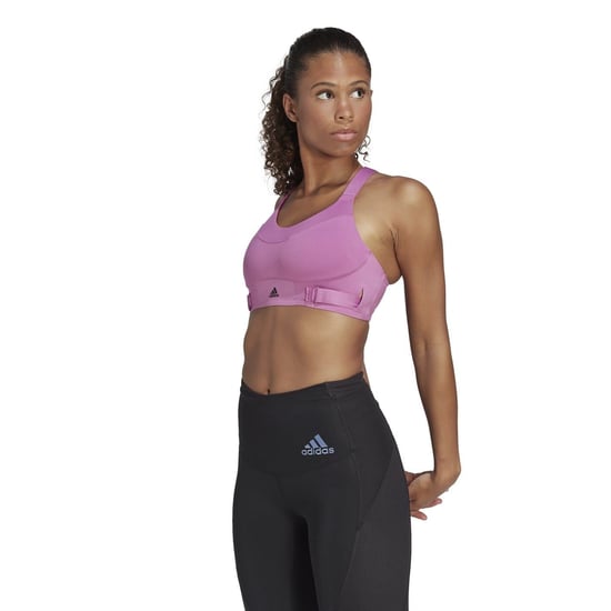Women's adidas Scoop Neck Compression Fit Bra in Sepuli/Black - Image 3