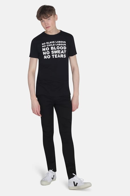 Black Organic Cotton Crew Neck Short Sleeve Graphic Print T-Shirt - Image 3