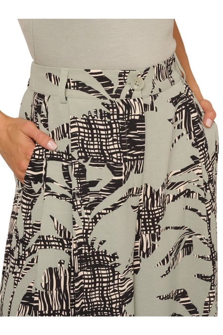Printed Airflow Zip Fly Wide Leg Soft Gaucho Trouser - Image 3