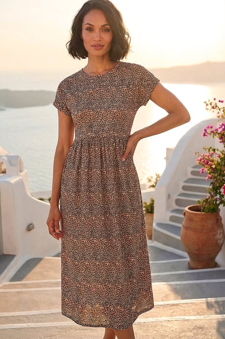 Leopard Print Midi Stretch Dress - Image 3