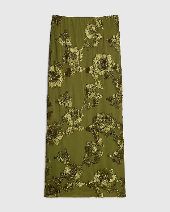 River Island Womens Maxi Skirt Khaki Cornelli Elasticated Waist - Image 6