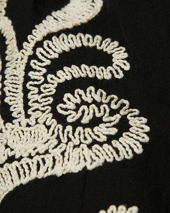 River Island Womens Tank Top Black Embroidered Button Sleeveless - Image 5