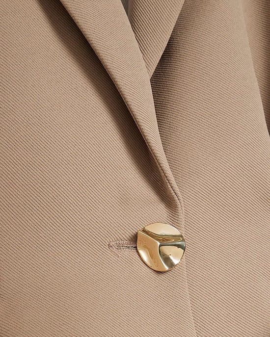 River Island Womens Blazer Beige Long Sleeve Cinched Waist Button - Image 5
