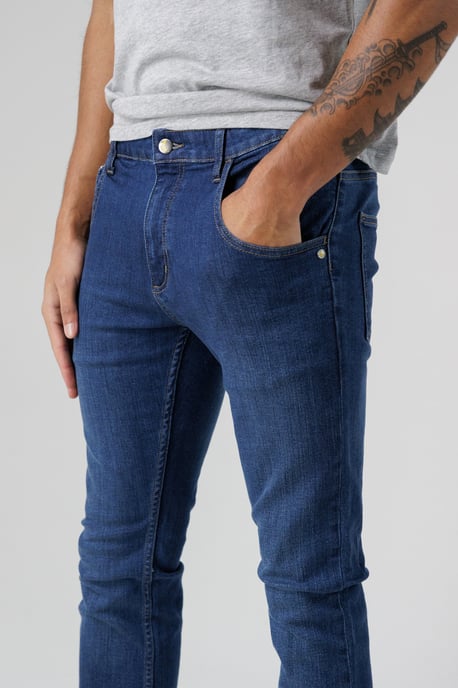 Blue Organic Cotton Blend Slim Fit Mid-Rise Denim Jeans - Image 4