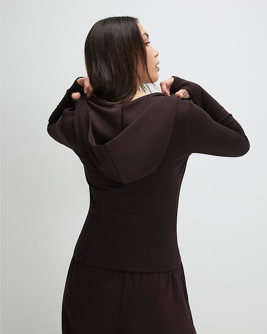 River Island Womens Hoodie Brown Long Sleeve Premium Zip - Image 4