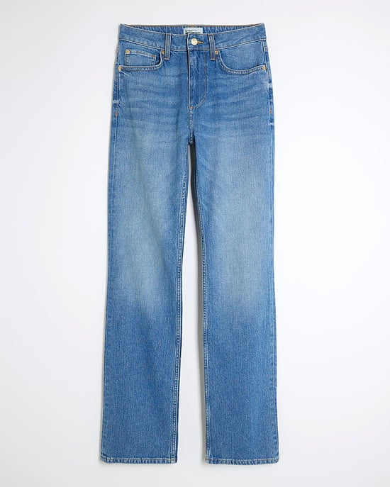 River Island Womens Straight Leg Jeans Blue High Rise Stretch - Image 6