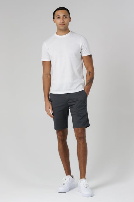 Dark Grey Organic Cotton Slim Fit Chino Shorts - Image 3