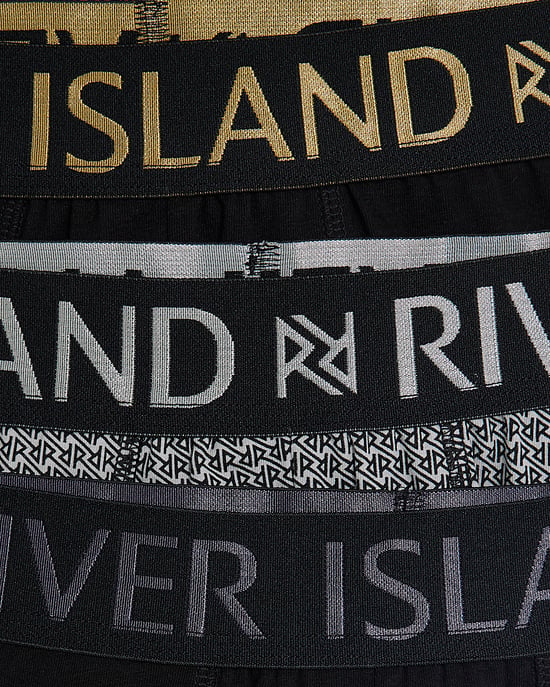 River Island Mens Trunks Black RR Print Metallic 5 Pack Underwear - Image 4