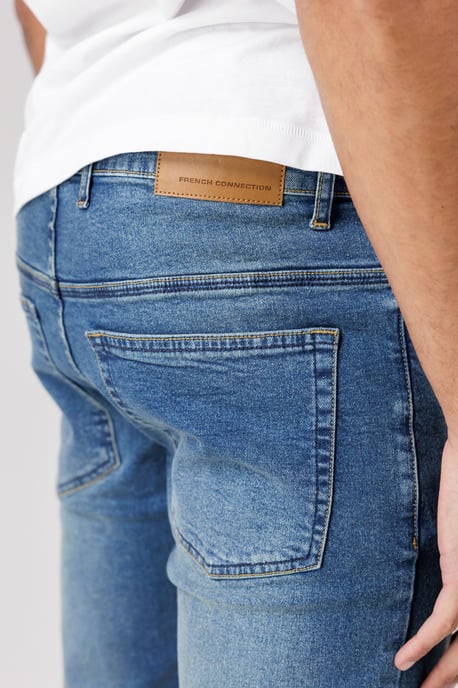 Light Blue Cotton Straight Leg Stretch Denim Jeans - Image 3