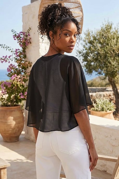 Chiffon Cape Cropped Bolero - Image 3