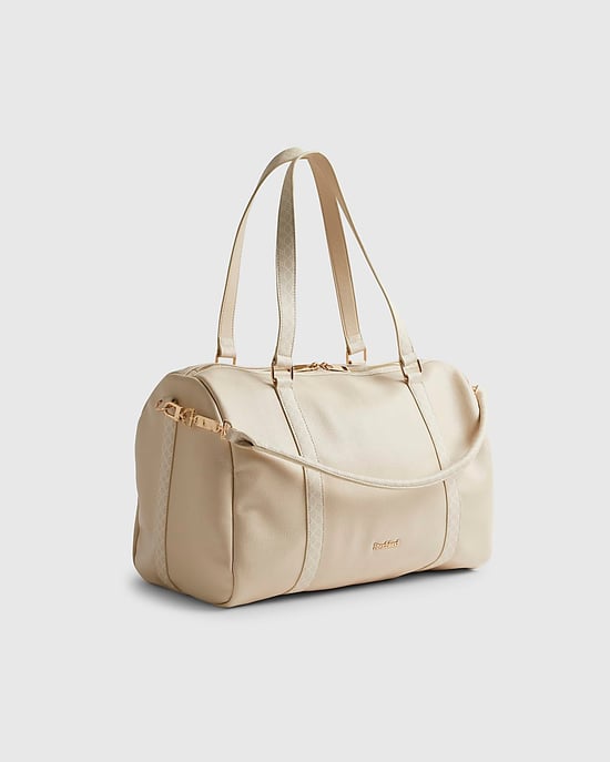 River Island Womens Holdall Cream Monogram Trim Soft Zip - Image 1