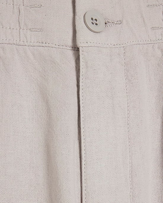 River Island Mens Shorts Grey Regular Fit Linen Pull On Zipped Button - Image 5