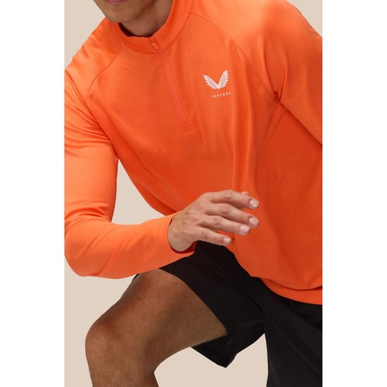 Castore Adapt Träning 1/4 Zip Topp Polyester Herr Orange Aktivkläder T-shirts - Image 6