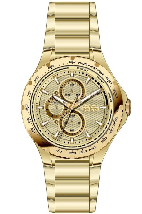 Invicta Aviator 50106 Herenhorloge - Quartz Uurwerk - Roestvrij Staal met Gouden Wijzerplaat - 44 mm - Image 1