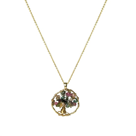 Luxenter collier, budleia van metaallegering en veelkleurige toermalijn, 18K vergulde afwerking - Image 1