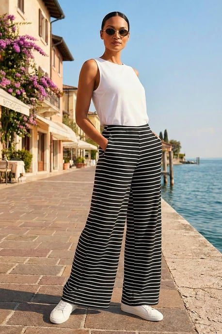 Stripe Wide Leg Trousers - Image 1
