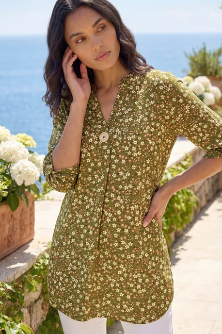Ditsy Floral Print Tunic Top - Image 1