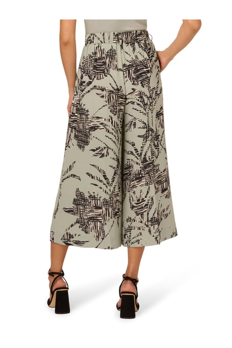 Printed Airflow Zip Fly Wide Leg Soft Gaucho Trouser - Image 2