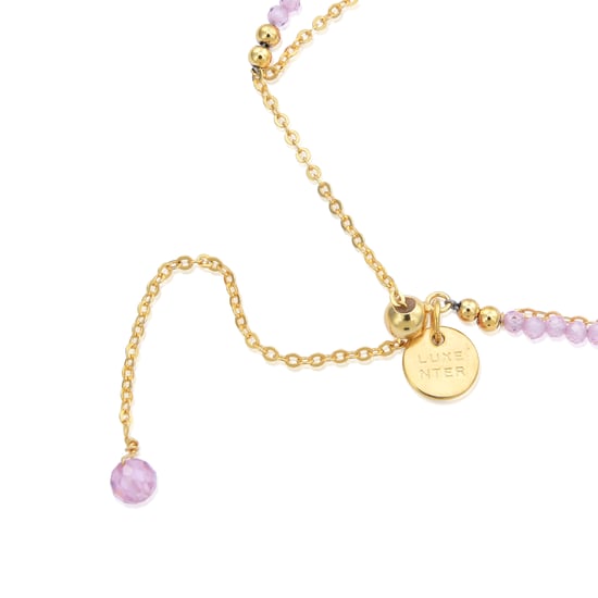 Luxenter 925 Sterling Silverarmband med rosa kristall i 18K gult guld - Rius - Image 5