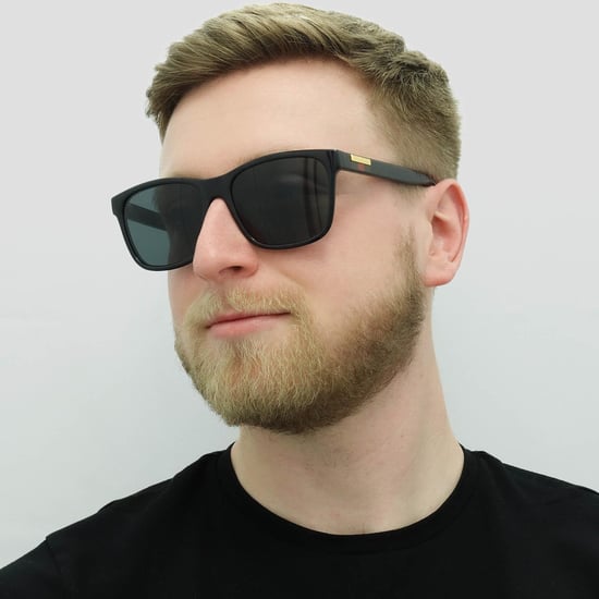 Gucci Rectangle Mens Black Grey Sunglasses - Image 6