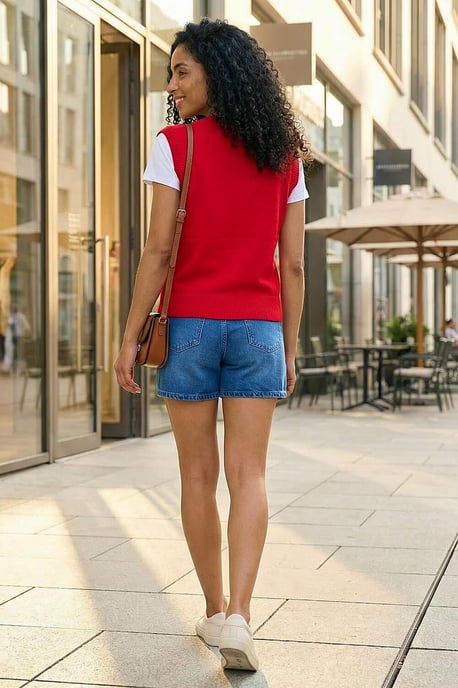 Shell Button Front Knit Vest - Image 3