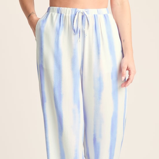 Christina Womens Wide Leg Lightweight Trousers - Blue Hues Print - Image 6