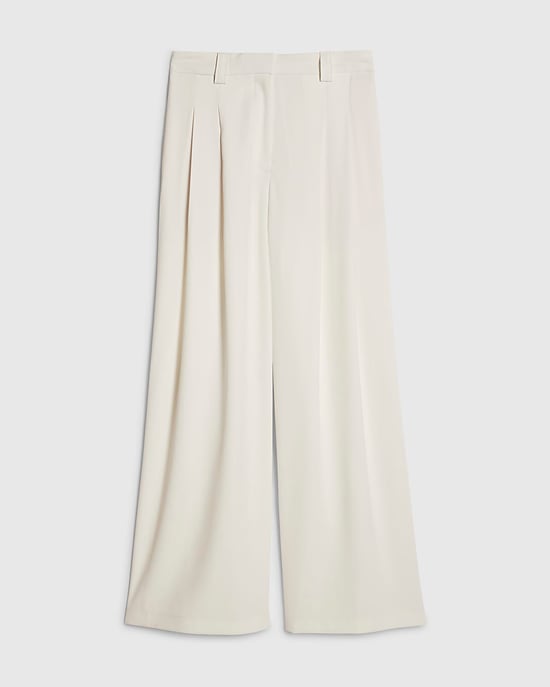 River Island Womens Wide Leg Trousers White Zip & Hook Pleated - Image 6