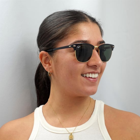 Ray-Ban Sunglasses Clubmaster Metal RB3716 187 Gold Top On Black Green - Image 5