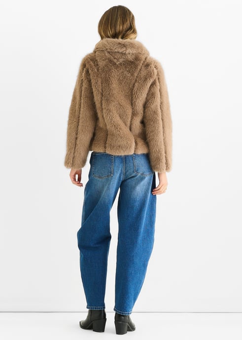 Zip Front Faux Fur Short Jacket - Image 4
