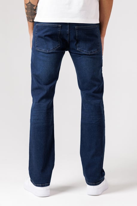 Blue Cotton Straight Leg Stretch Denim Jeans - Image 2