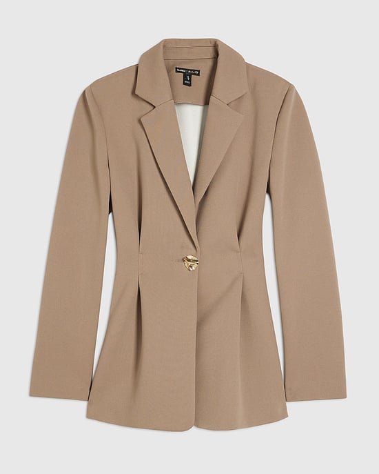 River Island Womens Blazer Beige Long Sleeve Cinched Waist Button - Image 6