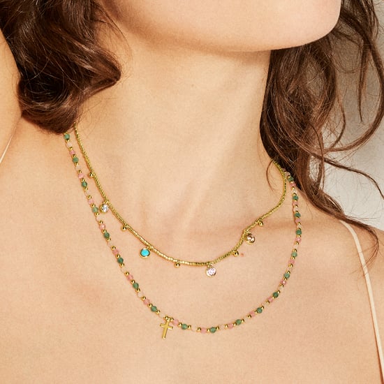 Luxenter Sterling Silver 925 halsband med flerfärgad zirkonia i 18K gult guld - Mali - Image 3
