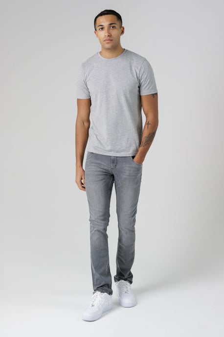 Light Grey Organic Cotton Blend Skinny Mid-Rise Denim Jeans - Image 3