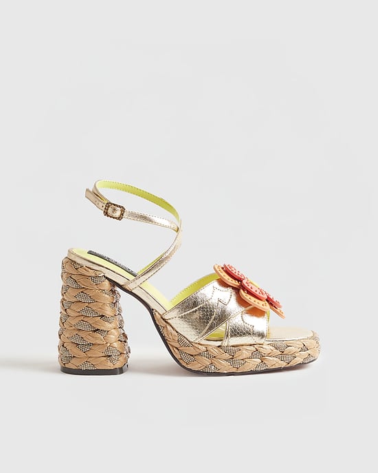 River Island Womens Heeled Sandals Gold Terry De Havilland Shoes - Image 2