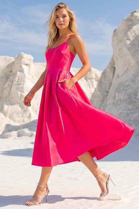 Dusk Twill Cami Pleated Midi Dress - Image 1