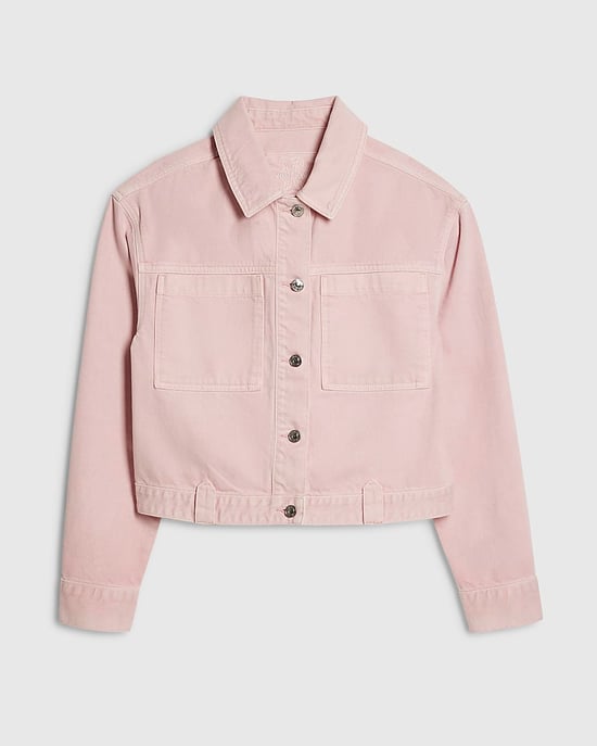 River Island Womens Jacket Pink Denim Pocket Front Collared - Image 6