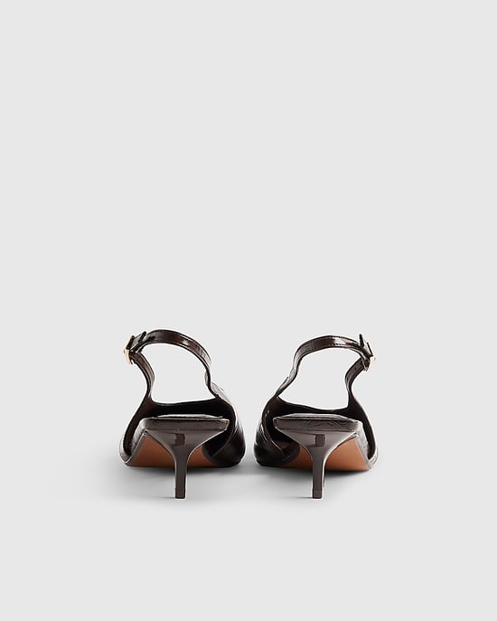 River Island Womens Slingback Court Shoes Brown Croc Print Heels - Image 3