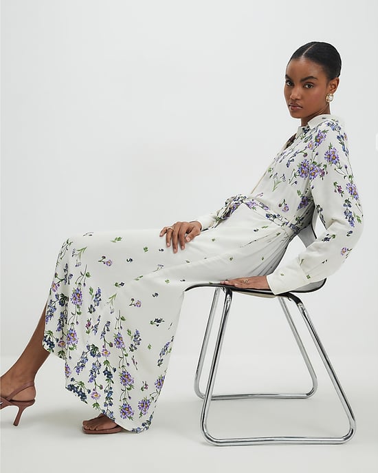 River Island Womens Midi Shirt Dress White Floral Long Sleeve - Image 4