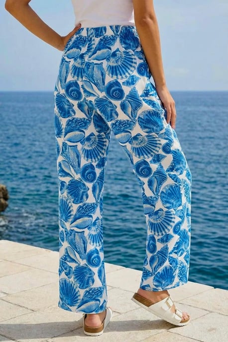 Dusk Shell Print Wide Leg Trousers - Image 3
