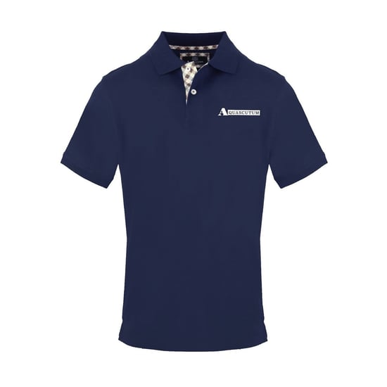 Men's Aquascutum Collared Neck Short Sleeve Polo Shirt in Navy - Image 1