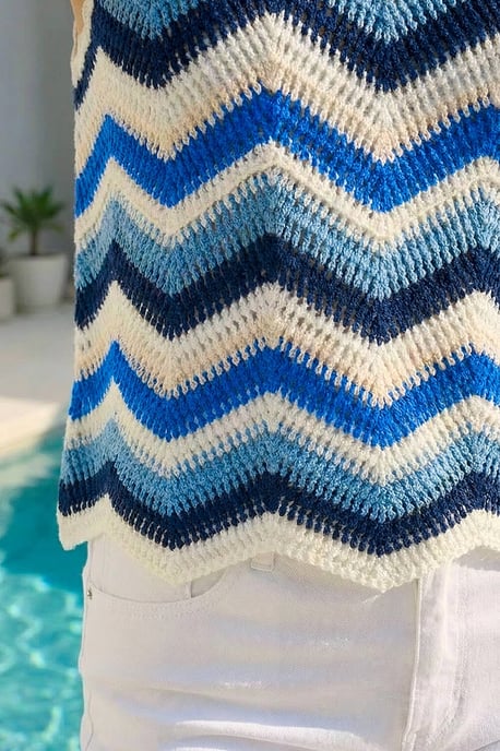 Zig Zag Stripe Crochet Knit Vest - Image 4